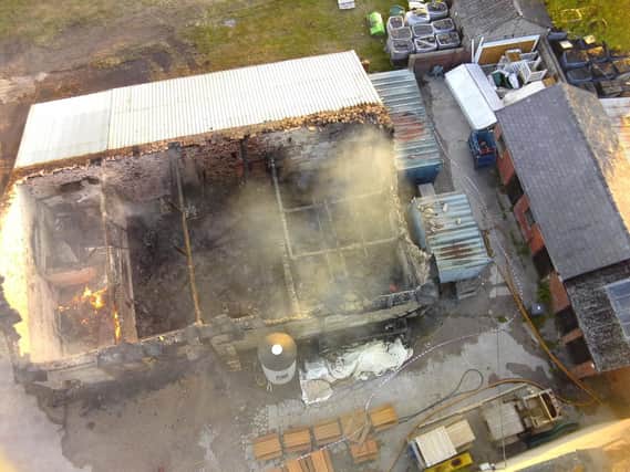 The photo of the scene taken by Lancashire Fire and Rescue Service's drone camera
