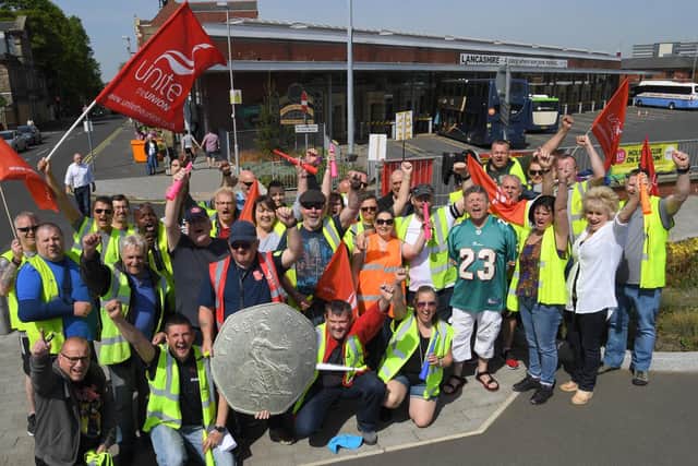 Stagecoach protesters outside Chorley Bus Station