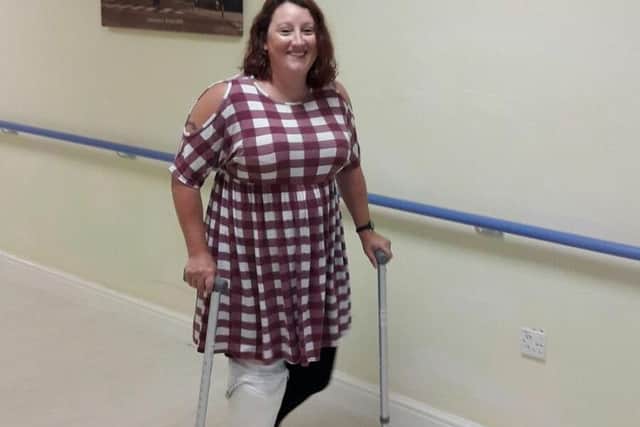 Gill Haddington learning to walk again
