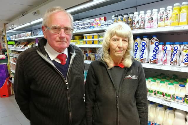 David and Margaret Brindle, owners of Costcutter