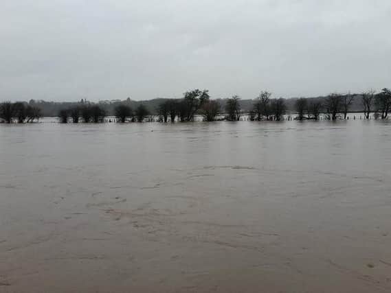 Fields flooded by Ribble River in Walton le Dale