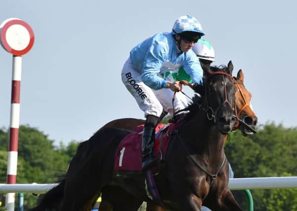 Maid in India winning the Armstrongs Brinscall Quarry Supplying Sagrada Familia Stakes at Haydock Park a year ago