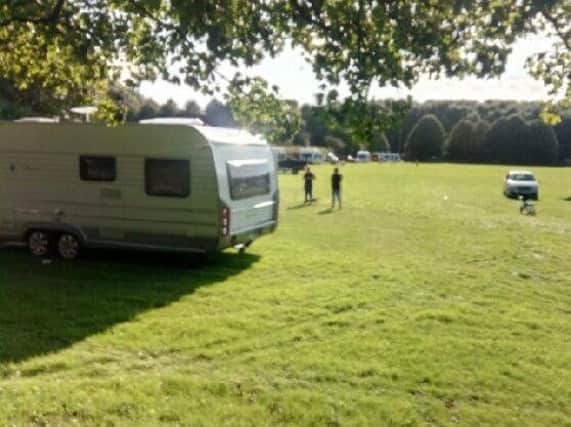 Travellers set up camp at Penwortham Holme in the summer of 2017