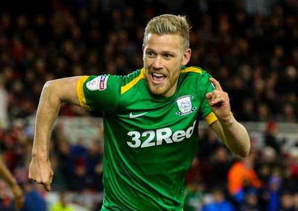 Stockley after scoring the winner at Middlesbrough in March