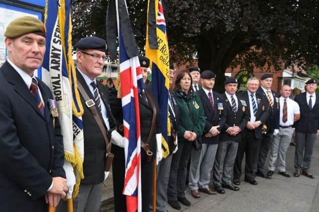 Veterans from British Armed Forces formed a guard of honour as Connie Sharples' coffin arrived at St Aidan's Church in Station Road, Bamber Bridge on June 7