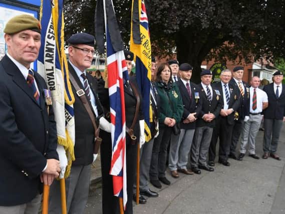 Veterans from British Armed Forces formed a guard of honour as Connie Sharples' coffin arrived at St Aidan's Church in Station Road, Bamber Bridge on June 7