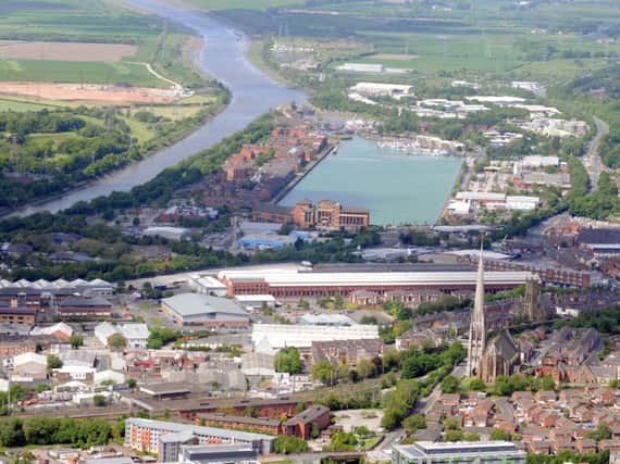 An aerial view of Preston