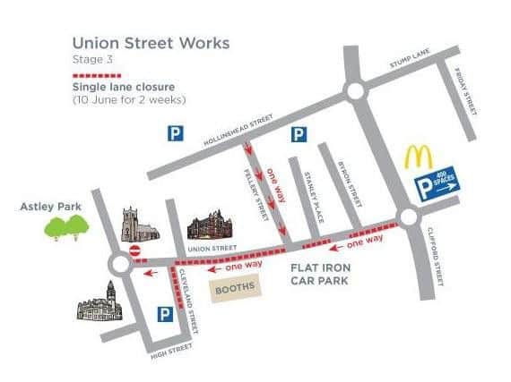 The third stage of the Union Street works will lead to the road being reduced to a single lane for two weeks beginning today (June 10)