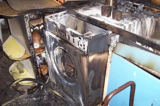 A tumble dryer fire taken by a fire officer from Lancashire