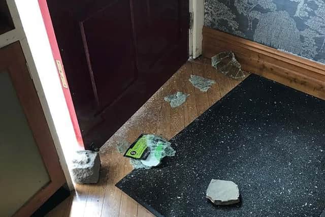 Glass found shattered on the floor at Kimji on Monday morning
