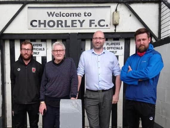 Jonothan Gains (Chorley FC), David Murgatroyd (Trustee), Darren Jenkinson (Chair of Foundation), Simon Denham (Trustee and Chorley FC Director).