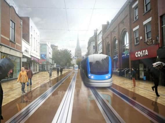 An image of what part of the 'Guild Tramway' by Preston Trampower may look like in Preston.