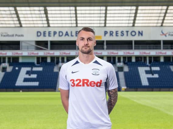 New Preston North End signing Patrick Bauer at Deepdale.  Picture courtesy of PNE