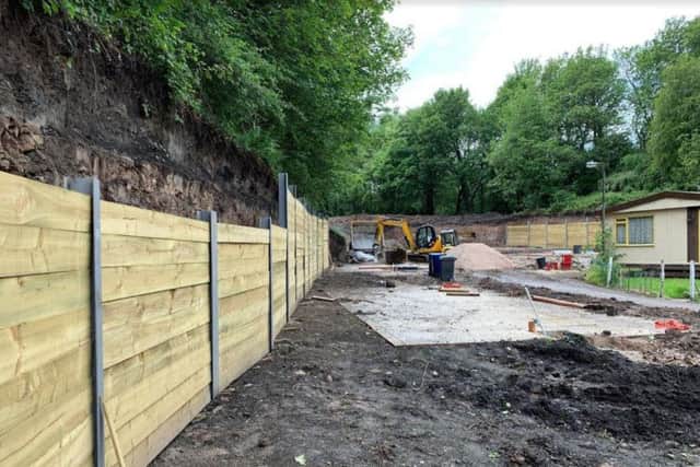 Clearance work and the new retaining wall at Penwortham Residential Park
