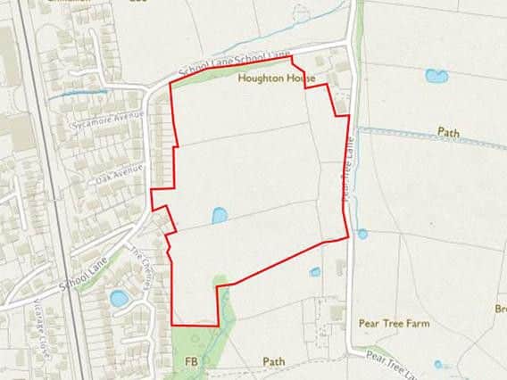 A map of where the homes could be built in Euxton