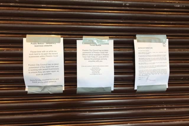 Notices posted to the Preston Guild Hall this morning