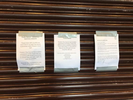 Notices posted to the Preston Guild Hall this morning