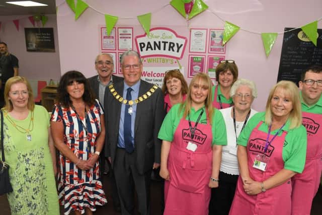 The Mayor of Preston Coun David Borrow opening Whitby's Pantry at The Intact Centre