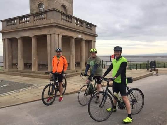 Matt Beardwell (24), of Wigan,  Martyn Climpson (50), of Ormskirk and Matt Beardsworth (40), of Preston, completed the 114km bike ride from Fleetwood to Liverpool for Rosemere Cancer Foundation
