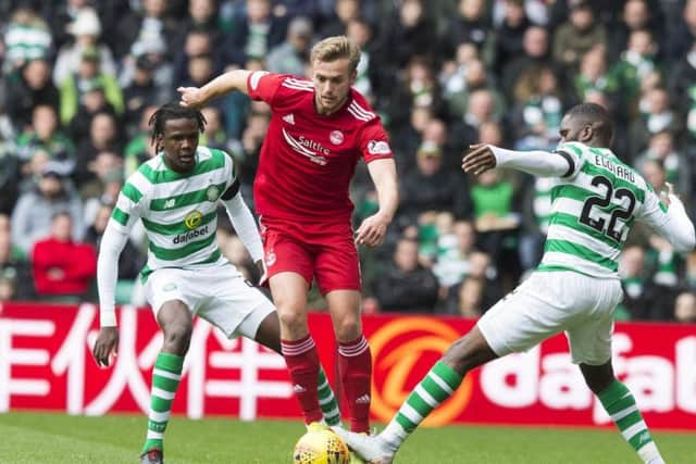 James Wilson playing for Aberdeen against Celtic