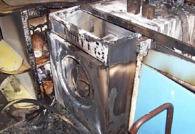 A tumble dryer fire taken by a fire officer from Lancashire
