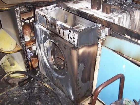 A tumble dryer fire taken by a fire officer from Lancashire