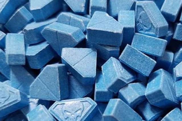 Police say the blue "Punisher" pills are three times as strong as ordinary ecstasy.