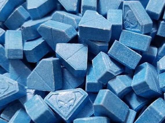 Police say the blue "Punisher" pills are three times as strong as ordinary ecstasy.