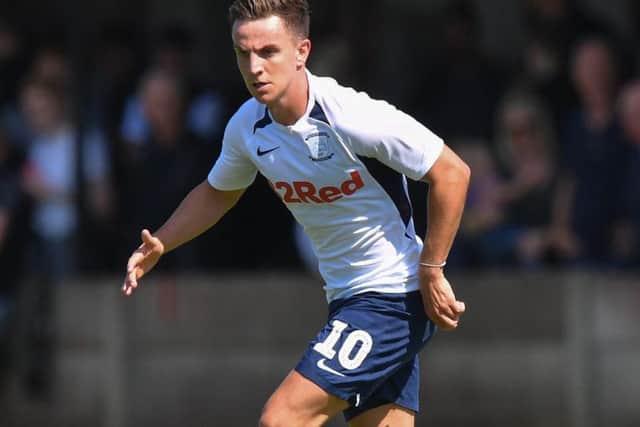 Preston midfielder Josh Harrop in the first half against Bamber Bridge