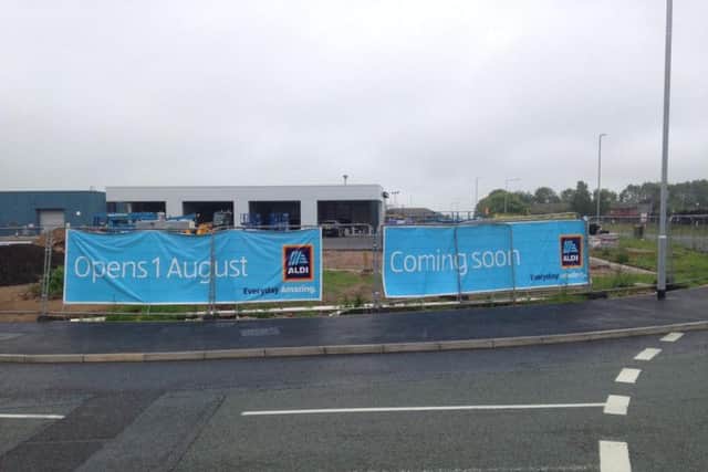 Signs went up today revealing the opening date of the new Aldi in Olivers Place,Fulwood