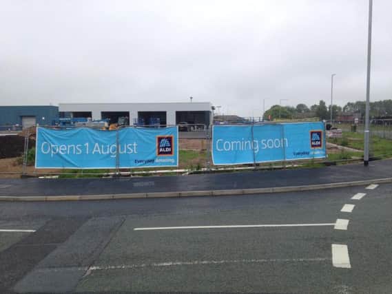 Signs went up today revealing the opening date of the new Aldi in Olivers Place,Fulwood