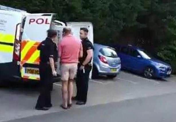 The 46-year-old's arrest was broadcast on Facebook Live after he was snared by 'paedophile hunters' in Lancaster on July 7. Credit: North West Hebephile Hunters