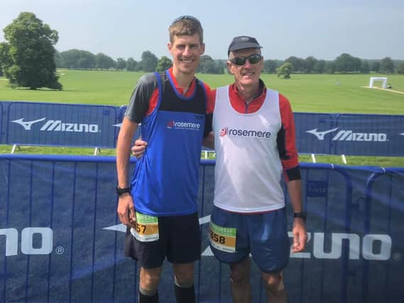 Mike, 67, and Dean Thompson, 34, completed the Mizuno 24 North Ultra Marathon for Rosemere Cancer Foundation