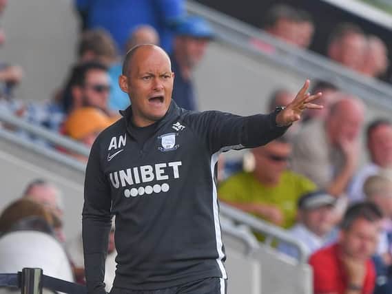 Preston North End manager Alex Neil on the touchline in the friendly at AFC Fylde