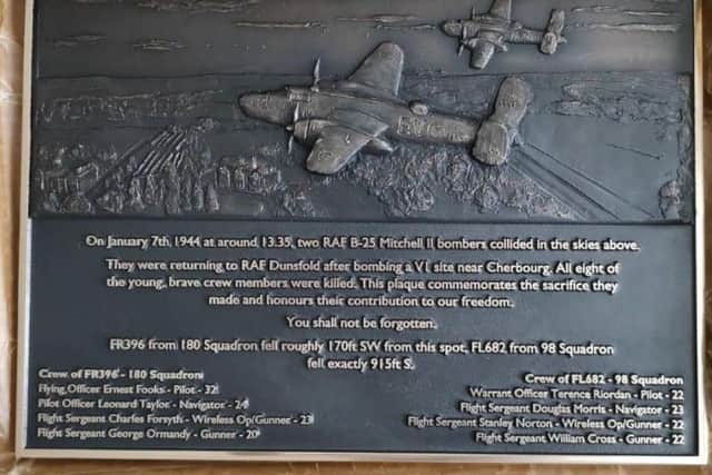 The plaque to commemorate the flight