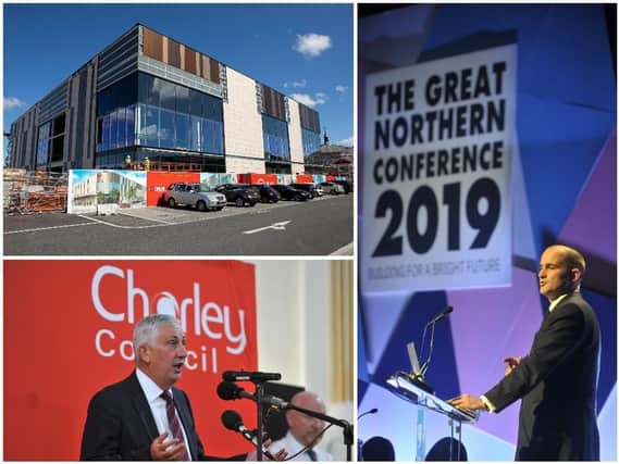 Sir Lindsay Hoyle MP (bottom) has praised the decision and comments from the Governments Minister for the Northern Power House, Jake Berry MP (right). The extra funding would help keep improving Chorley alongside the Market Walk development (top)