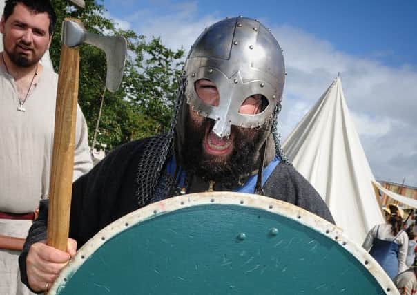 Heysham Viking Festival.
Ulfrich Vaskrson practices his battle cry.  PIC BY ROB LOCK
16-7-2016