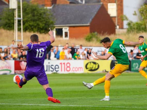 Alan Browne fires Preston in front against Chorley at Victory Park