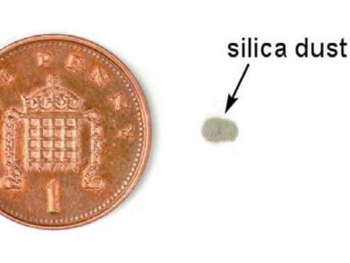 The maximum daily silica exposure deemed okay by the HSE, compared to the size of a penny (HSE)