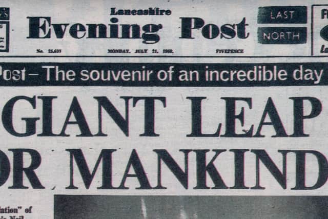 Lancashire Evening Post celebrates news of the moon landing on July 21, 1969