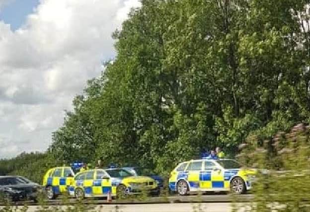 The Nissan Micra was pulled over on the M61 following a fatal collision in Kirkham yesterday afternoon (July 18)
