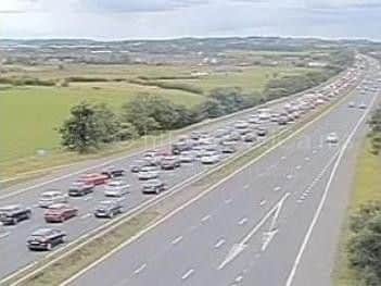 Traffic held close to junction 6 of the M61 (Traffic England)