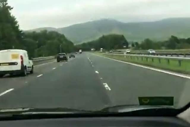 Some cars had to cross 4 lanes of traffic to overtake him, to avoid illegally undertaking the 'middle-lane hogger'