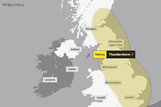 The Met Office has issued a second yellow weather warning for thunder and lightning storms overnight on Thursday/Friday