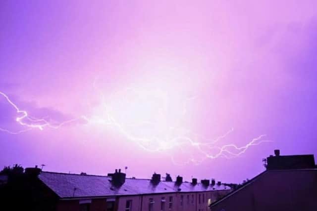 Lightning above the rooftops of Preston on July 24. Credit: Sonia Bashir