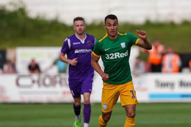 Graham Burke in action for Preston against Chorley