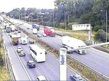 Highways said the congestion and delays are due to a 'large volume of traffic' on the M6