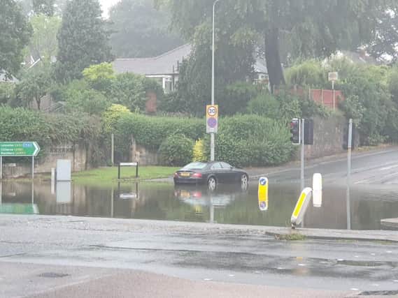 Riversway has flooded at the junction with Pedders Lane near Preston Docks