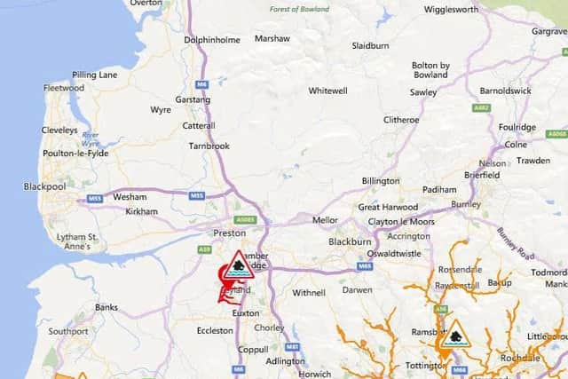 The Environment Agency has issued a flood warning in Lancashire