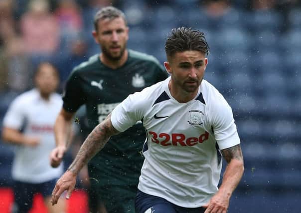 Preston striker Sean Maguire in action against Newcastle United at Deepdale